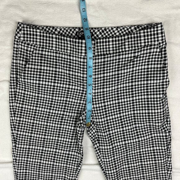 Express Columnist Pants Size 4R Black White Checkerboard Tapered Leg Stretch - Picture 15 of 16
